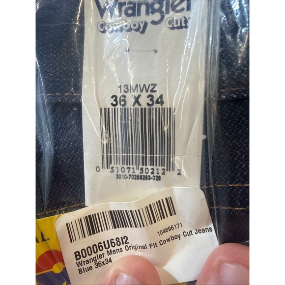 Wrangler Mens Cowboy Cut Original Fit Jeans 13MWZ 36x34 Dark Wash Cotton NEW - Picture 3 of 10